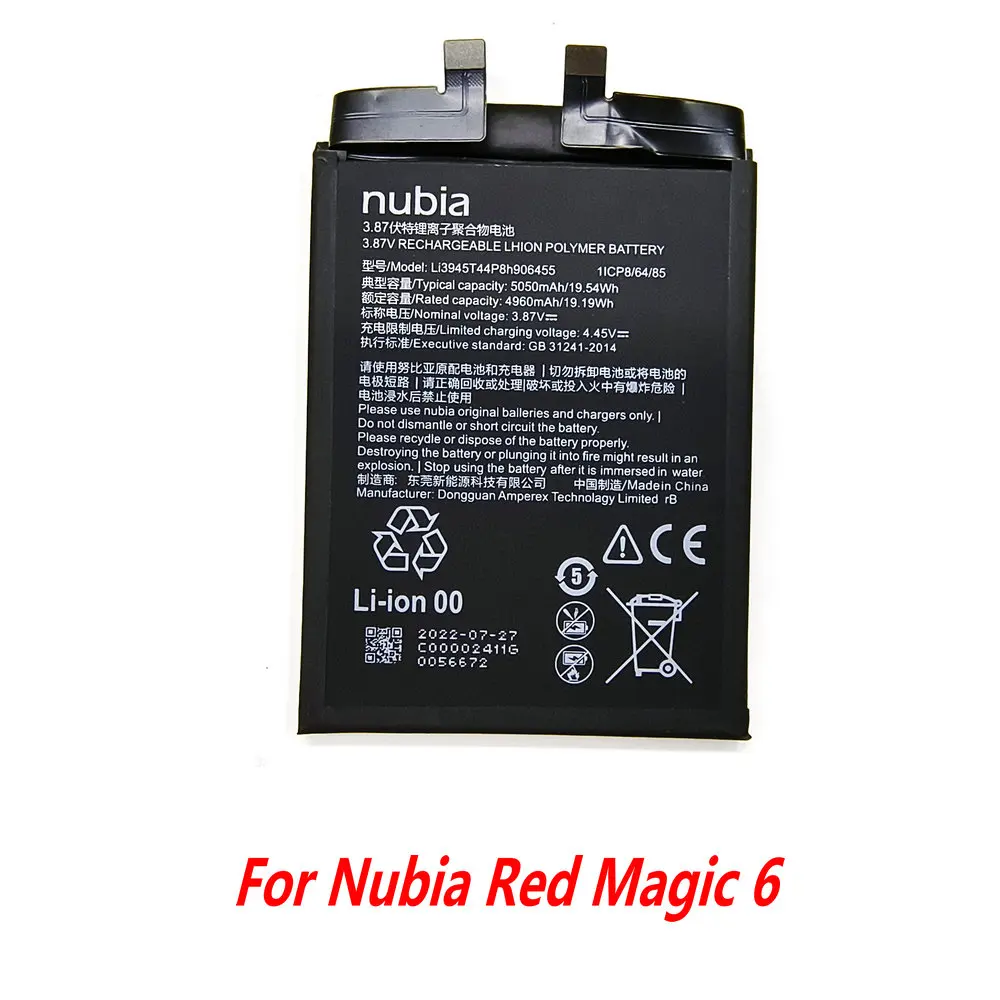 Originele 3.87V 5050Mah Li3945T44P8h906455 Batterij Voor Zte Nubia Red Magic 6 Rode Magic Zes Smartphone