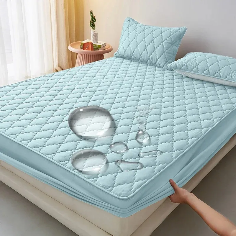 

Водонепроницаемый стеганый наматрасник, дышащий наматрасник, простыня на кровать, одинарный, двойной, King Queen, размер 140/160/200