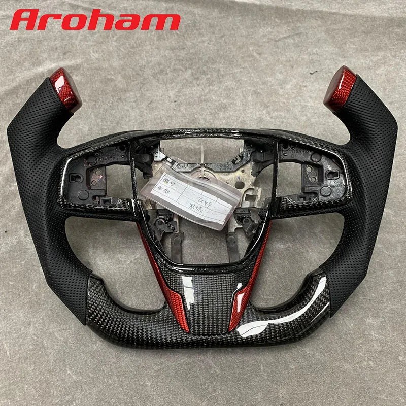 Aroham Pilot Carbon Fiber Steering Wheel For Honda Civic 10th Gen 2016 2017 2018 2019 2020 2021 Type-R