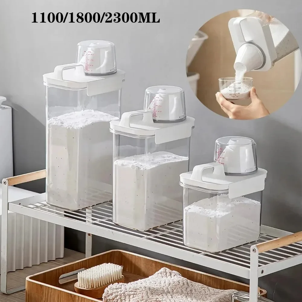 1100/1800/2300Ml Airtight Laundry Detergent Powder Storage Box Empty for Powder Softener Bleach Storage Container with Labels