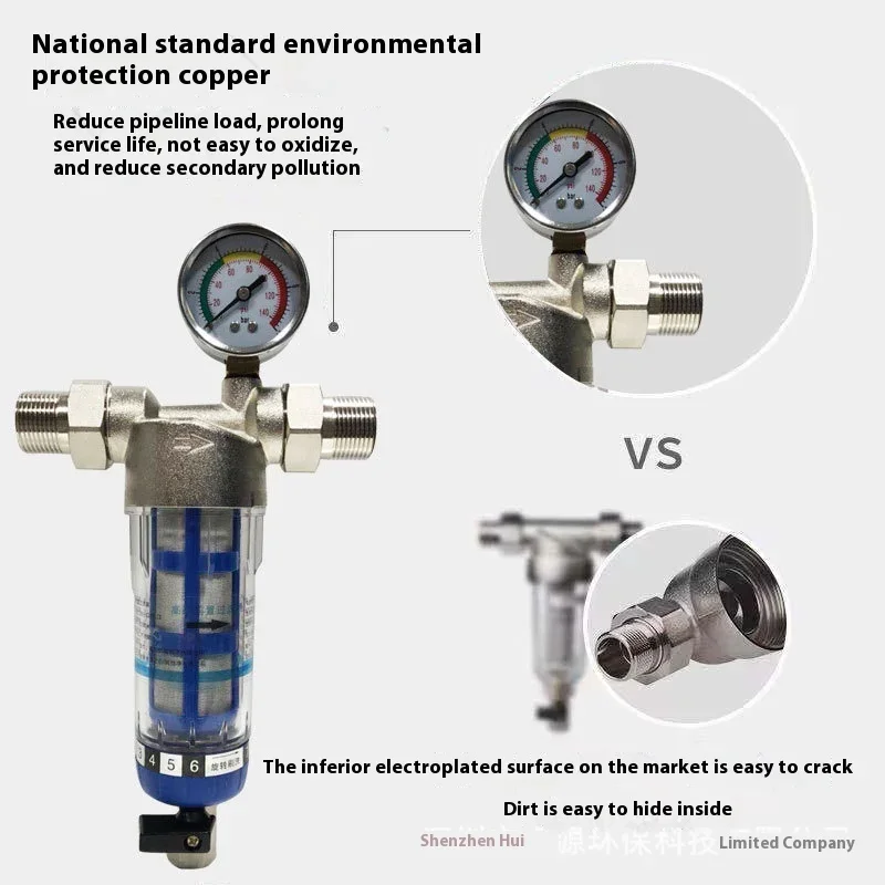 Vorfilter-Reiniger für das ganze Haus, Spin Down-Sediment-Wasserfilter, zentrales Vorfiltersystem, Rückspülung, Edelstahlgewebe