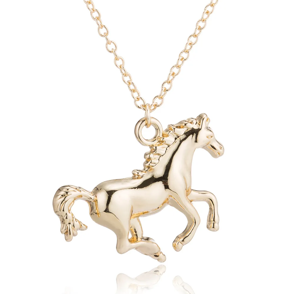 Japanese Korea cute little fresh running horse necklace women's fashion natal year horse collarbone chain wholesale spot