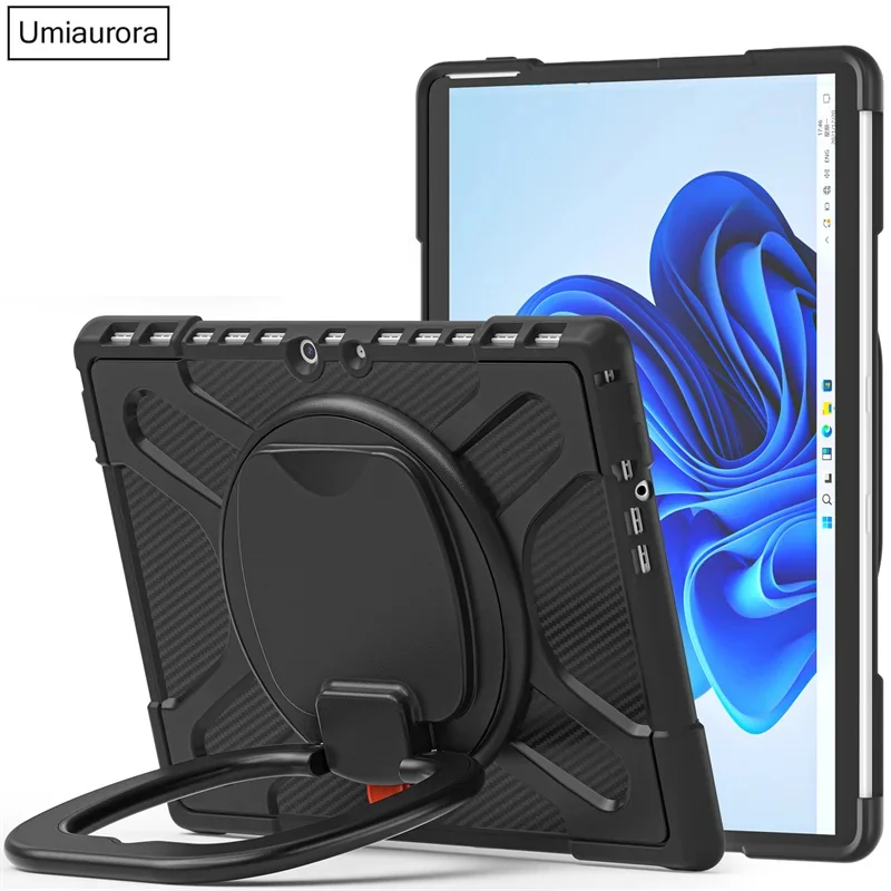 For Microsoft Surface Go 2 3 10.5 Pro 4 5 6 7 8 9 10 11 13 inch 2024 Portable Rotation Handle Pull Ring Stand Tablet Case Funda