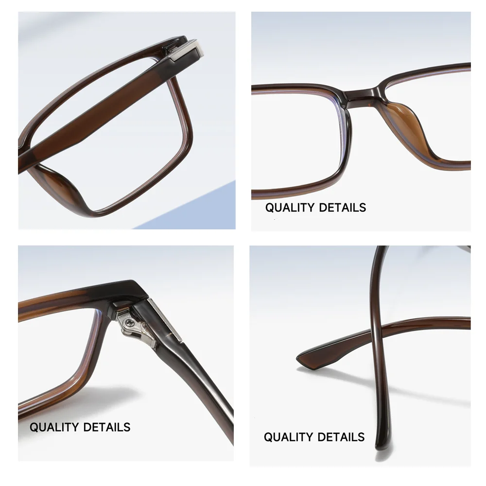 VIVIBEE Klassische optische Herrenbrille aus TR90, mattschwarz, individuelle Korrektionsbrille, Myopie-Brille, Astigmatismus-Brille – Detail 4
