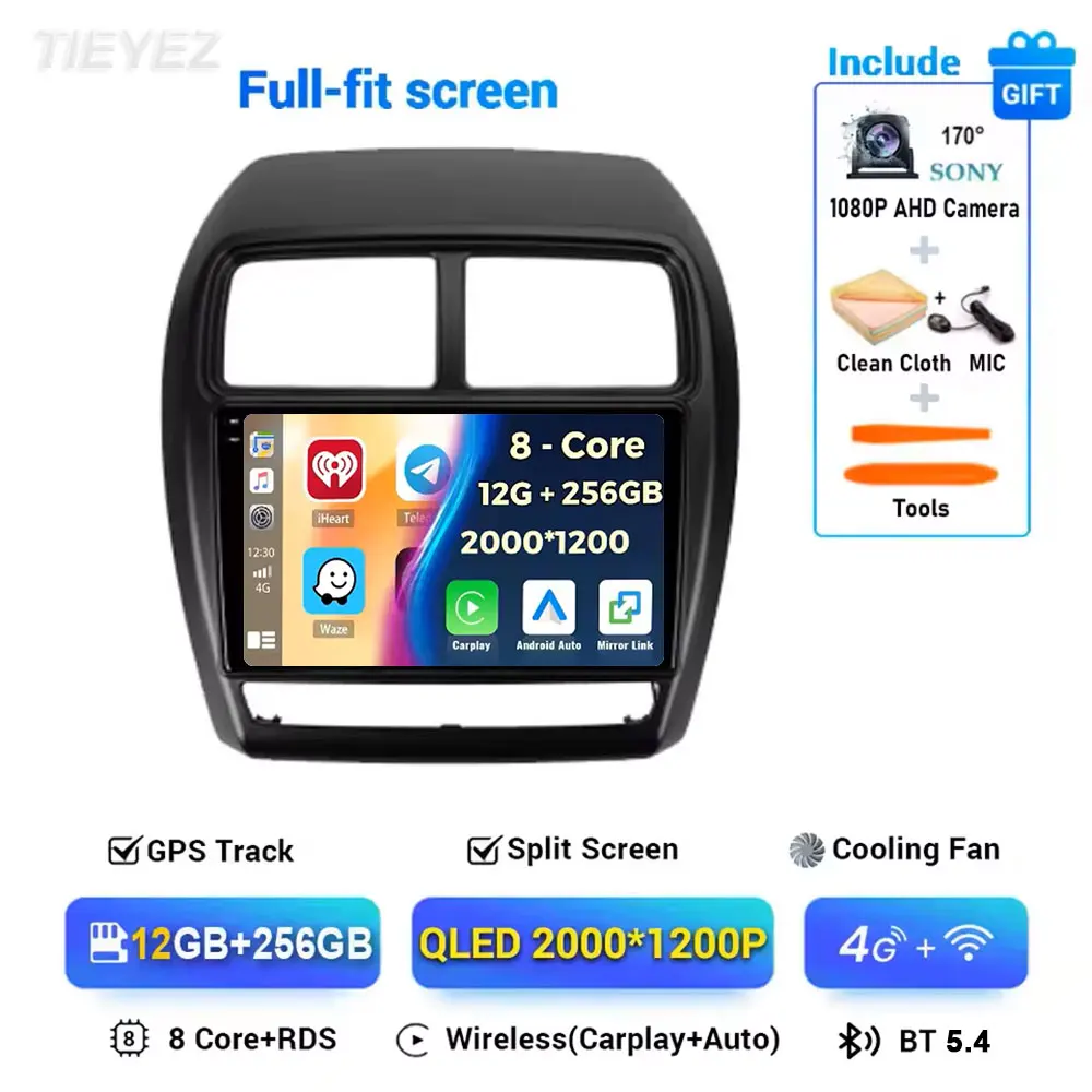 Voor Mitsubishi ASX 1 2016-2023 Android 15 Linksgestuurde Carplay Auto GPS Autoradio Navigatie Multimedia Video speler 4G BT