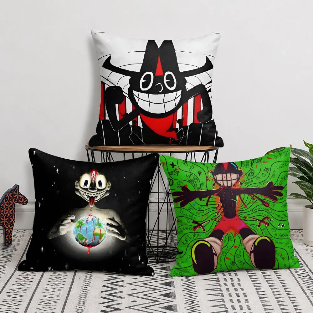 Music Singer L-Lil Darkie Cushion Cover Double-Sided Plush Sofa Cushion Covers Organic Breathable Invisible Zipper