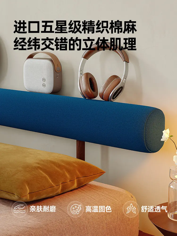 Nordic medieval solid wood bed 2025 small apartment space saving no bedside bed 1.5 meters simple flush double bed