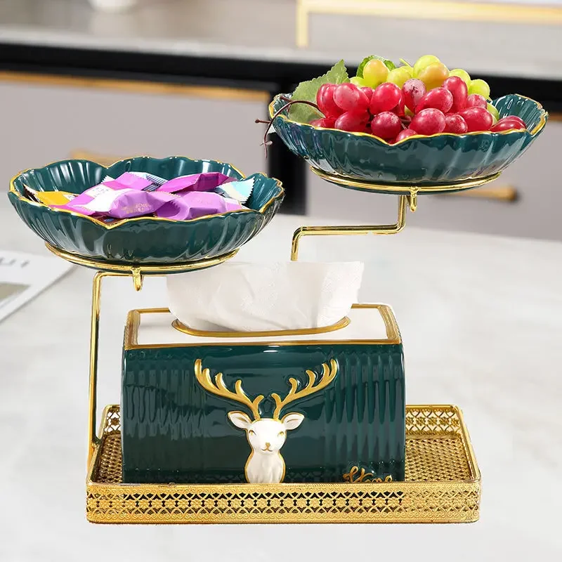 ceramics, tissue box living room, household multi-function, storage box fruit plate, pumping carton, coffee table ornament