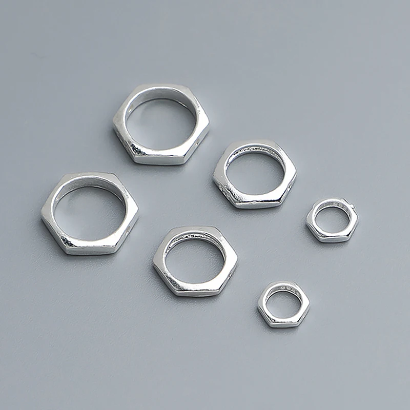 1pc/Lot 925 Sterling Silver Hexagram Beads Spacer Frame Fit 4/6/8mm Earrings Bracelets Encircle Cover Silver Beads DIY Jewelry