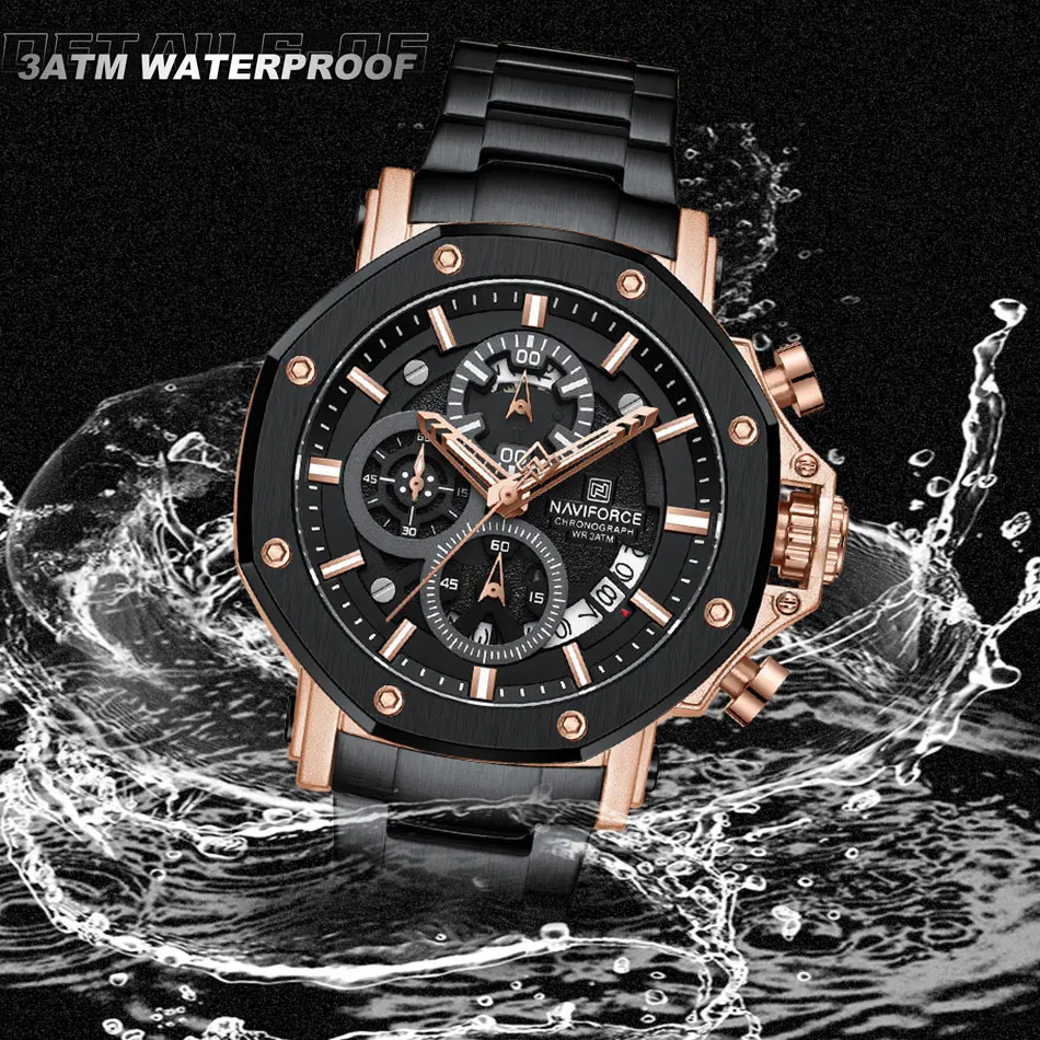 NAVIFORCE Mens Military Sport Watches Stainless Steel Quartz Clock Men\'s Waterproof Business Watch Luxury Brand relogio masculin