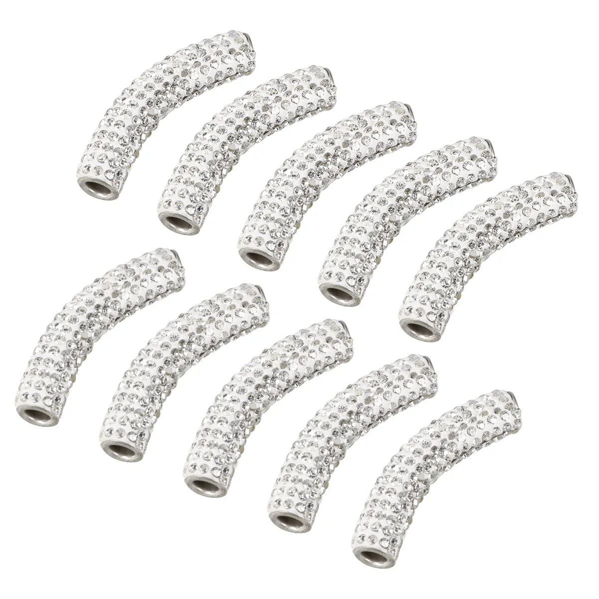 

10Pcs Unique Clay Diamond Handmaking Tube Beads Bent Jewelry Loose Spacer Beads for Creative Gifts DIY Bracelet Necklace