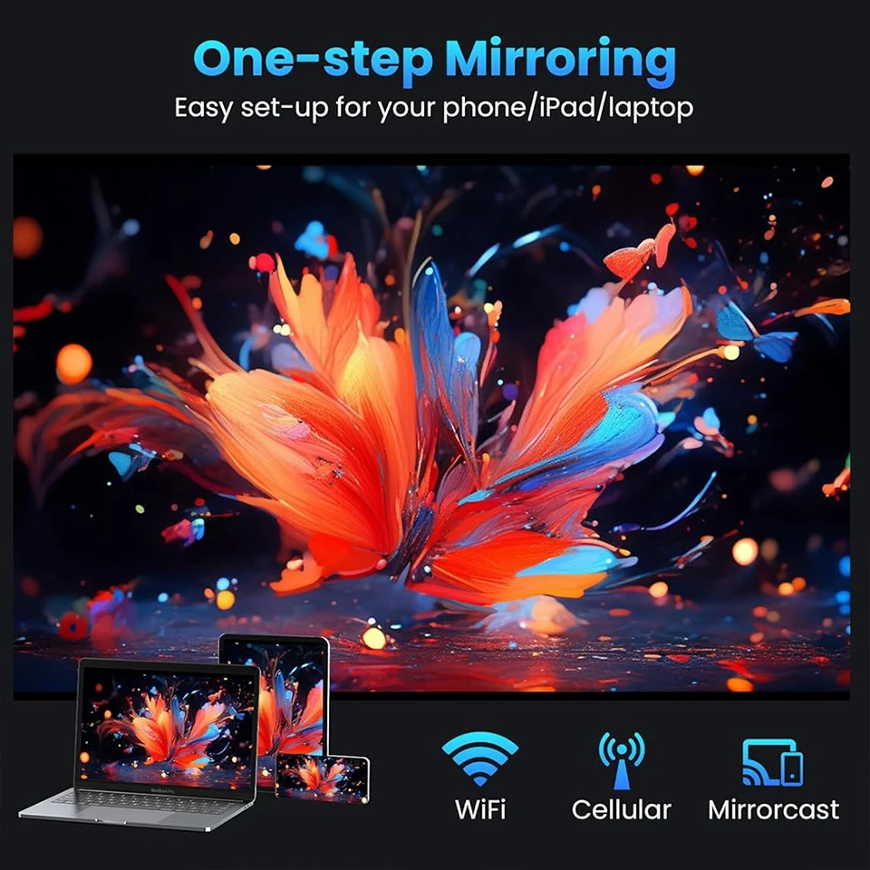 HT88 KaiAqua 4K Android 11 Mini Projector All Winner H713 Wifi6 BT5.0 260ANSI Cinema Home Auto Keystone 1080P Decoding Projector