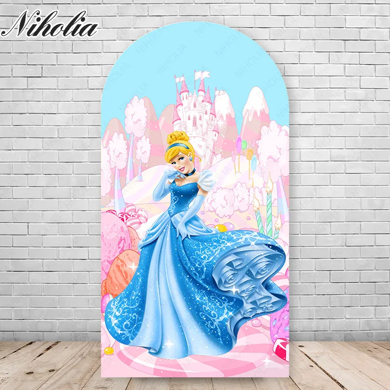 Disney Princess Girl Party Arch Backdrop Photobooth Cloth Children Girls Birthday Arch Cover Background Wedding Wall Photozone