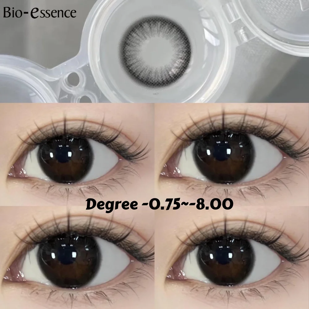 Bio-essence 1 Pair Myopia Lenses Korean Lenses Colored Contact Lenses with Degree Natural Lenses Black Lenses Big Eye Lenses