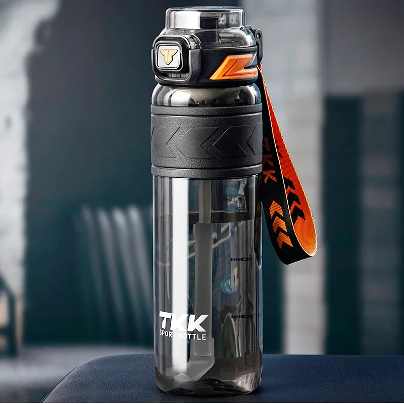 TKK 600/800/1000ml Sports Watter Bottle Tritan BPA free Straw Portable Leak-proof Plastic Drinkware Outdoor Fitness Kettle