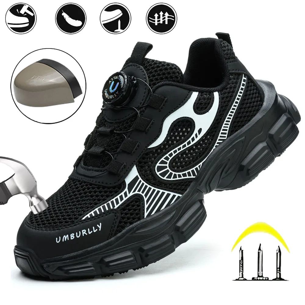 

Summer button women's steel head safety shoes Smashing breathable upper Workshop factory women's work shoes