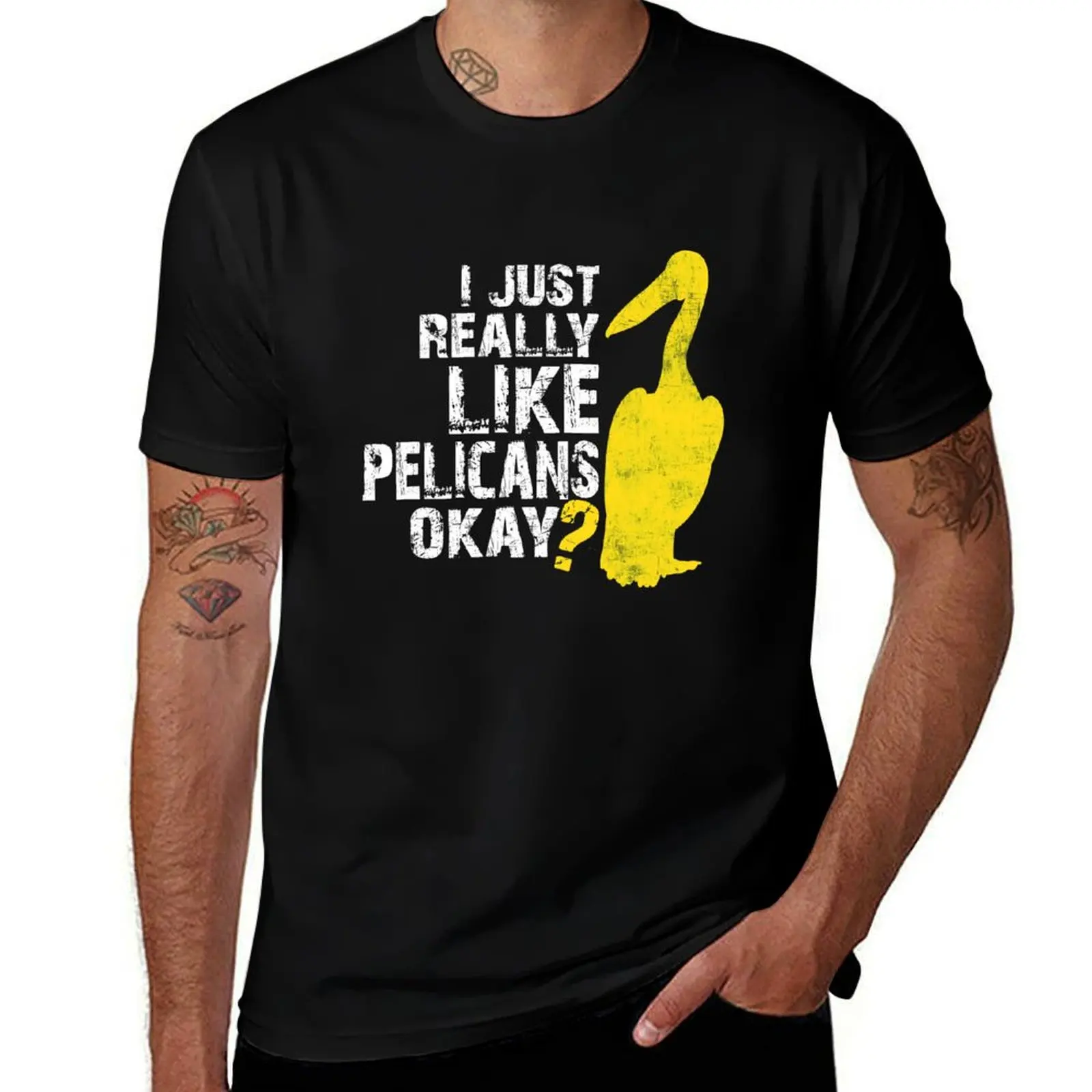 

Потертый подарок Пеликан, я ок Футболка с просто графикой Ocean Bird Like Lover man, рубашка Really Watcher Pelicans t