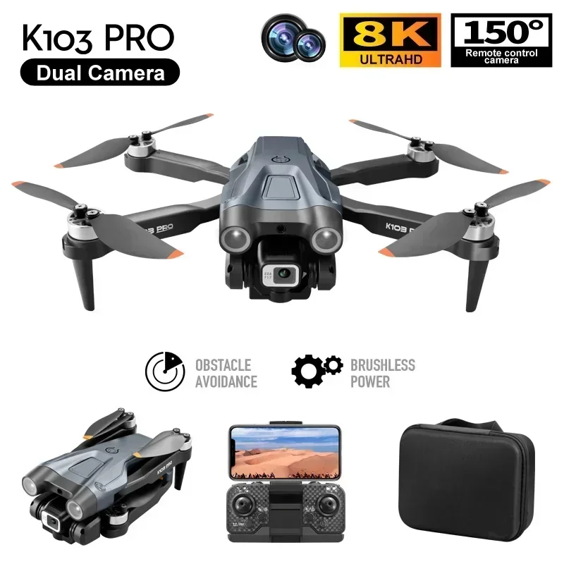 K103 PRO Drone laserowe unikanie przeszkód bezszczotkowy GPS optyczne pozycjonowanie przepływu HD 4K-8K podwójna kamera samolot zabawka helikopter