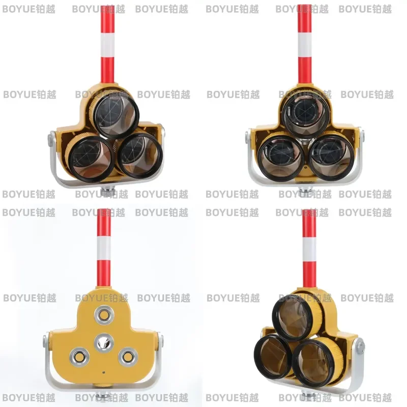 Total Station Prism Reflector Bracket with Yellow Flower Pole for Glass Angle Measurement Comprehensive Accuracy Tool