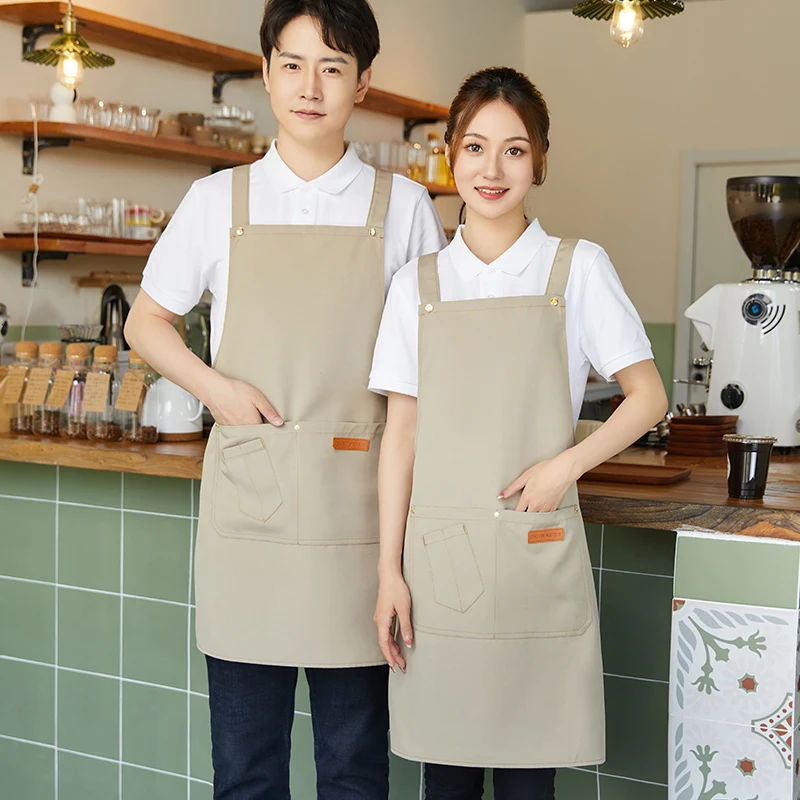 New Restaurant Custom Company Store Logo Name BBQ Bakery Beauty Shop Nail Salon Men's Workwear Uniform kitchen Apron For Women