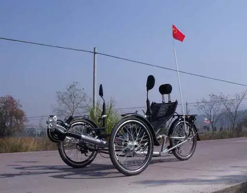 Customized silver-white three-wheel shock-absorbing reclining tool   three-wheel reclining  bike recumbent bicycle