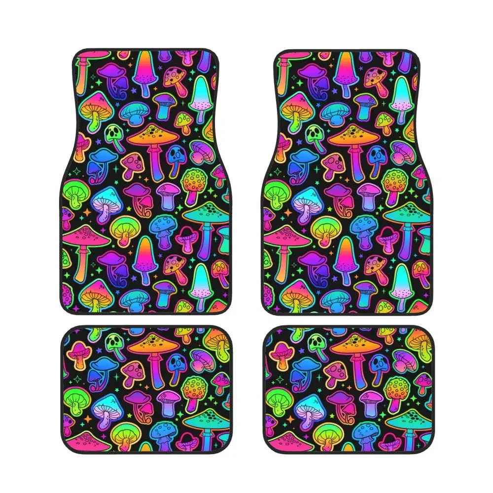 Psychedelic Mushroom Car Waterproof Rubber Car Mats 4PCS Car Floor Carpets Rugs Non-Slip Auto Foot Mats  Floor Mats