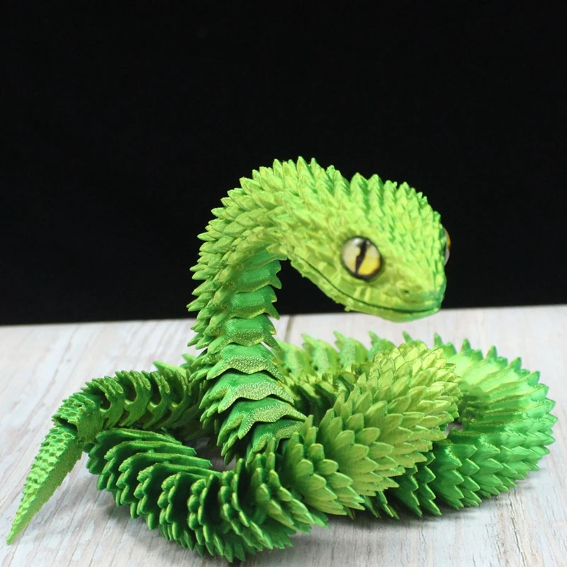 3D Printed Snake Toy Simulation Zodiac Snake Viper Joint Mobility Statue Ornament Home Office Desktop Decor Kids Birthday Gift