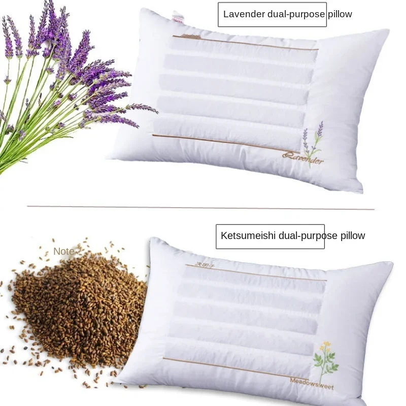 48x74cm Cotton Cassia Seed Buckwheat Pillow with Lavender Jasmine Fill Healthier Alternative to Traditional Pillow for Comfortab