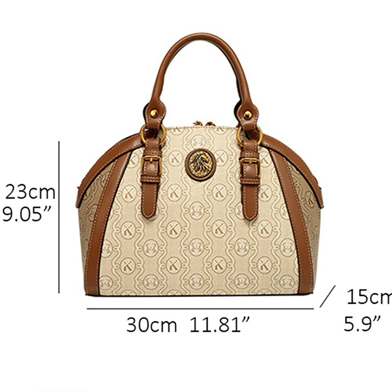 2024 New In Vintage Female Bags Split Leather Hand Shell Handbags Designer Luxury Shoulder Bag Letter Print Women\'s Cross Bag