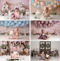 Spring Princess 1st Birthday Backdrops Cake Smash Girl Pink Floral Watermelon Newborn Baby Portrait Photography Background Decor