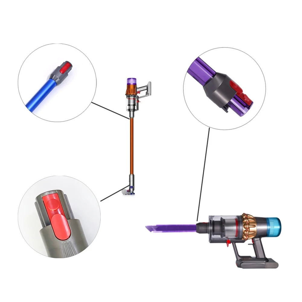 Cabezal de aspiradora de 2 piezas, botón de lengüeta de pestillo para Dyson V7, V8, V10, V11, V15, botón de interruptor de aspiradora con resorte