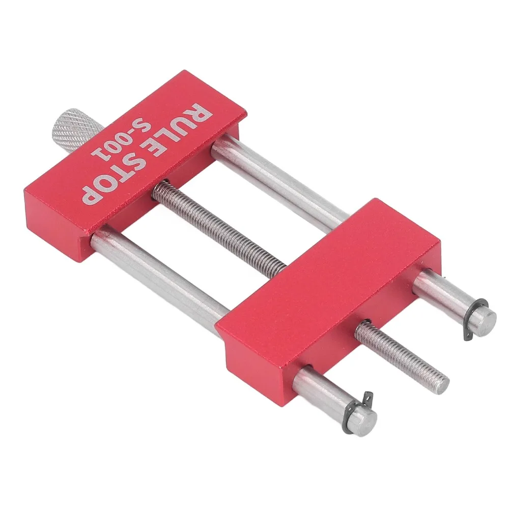 Convenient High Accuracy Woodworking Rule Stop Aluminium Alloy Red Stopping Block Ruler Stopper Cabinet Making
