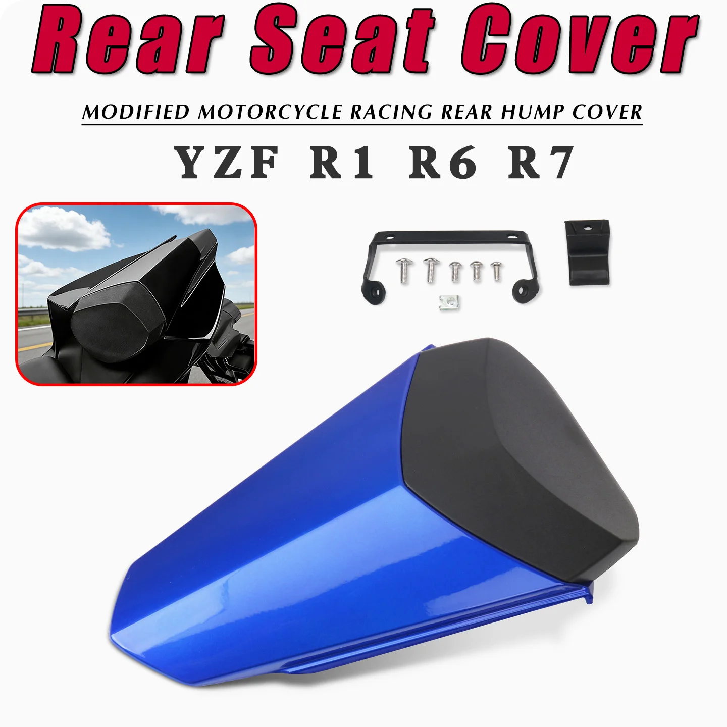 For YZF R7 R6 R1 YZF-R7 YZF-R6 YZF-R1 Motorcycle Passenger Pillion Rear Seat Cover Tail Fairing Cowl with Kits Accessories
