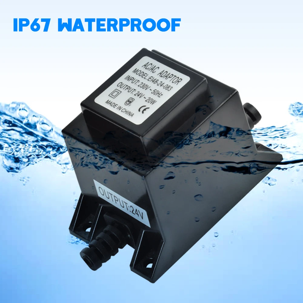 IP67 Waterproof AC 220V To AC 24V LED Driver Toroidal Transformer Power Adapter EU Plug Converter for LED Strip Lighting