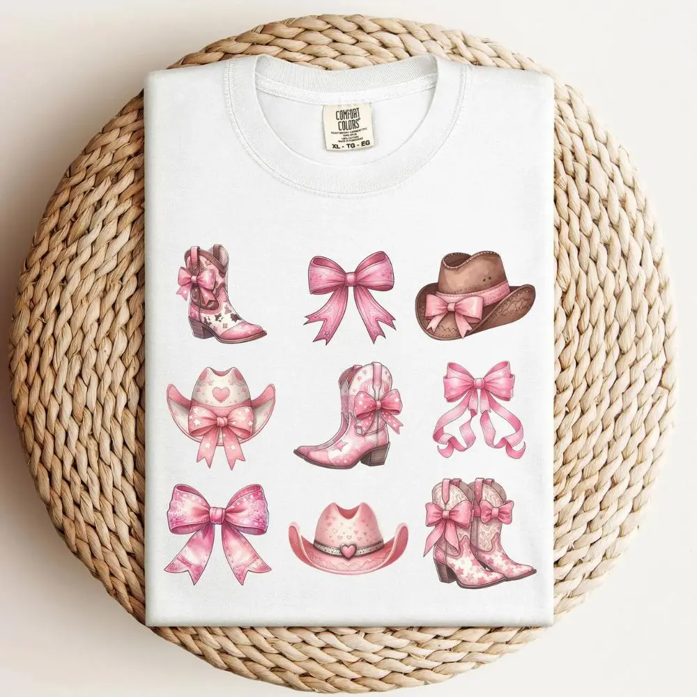 

Coquette Cowgirl Shirt for a Trendy Tshirt Pink Bow Coquette Top for Teenage Girl Gift Soft Girl Aesthetic Coquette Tee Clothing