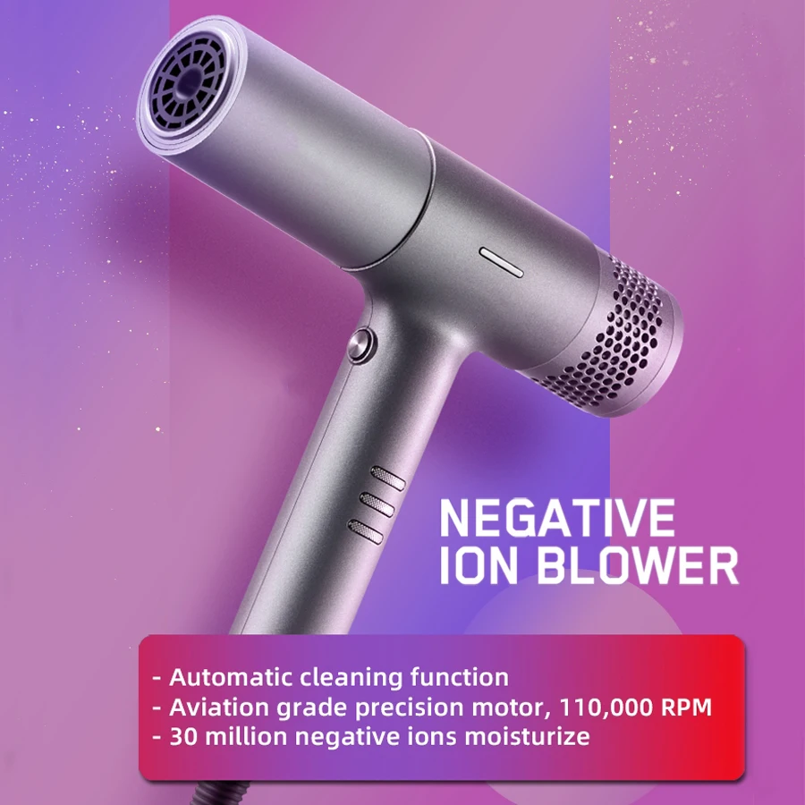 Professional Brushless Hair Dryer LCD Screen Negative Ion Blower Hot And Cold Wind High Speed BLDC Motor Salon Hair Styling Tool