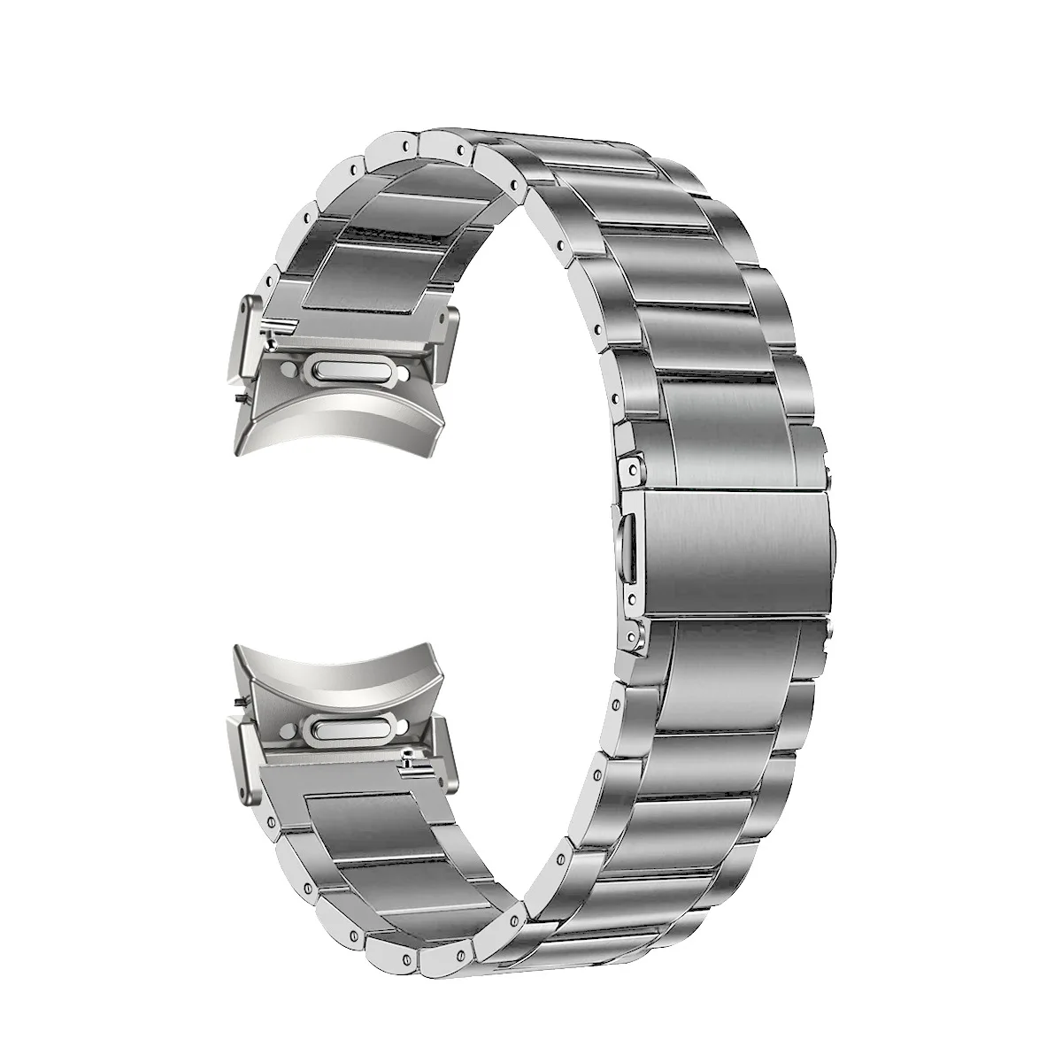 Pulseira de Aço Titânio com Fecho Plano de Três Elos para Samsung Watch Galaxy Watch7/6/5/4