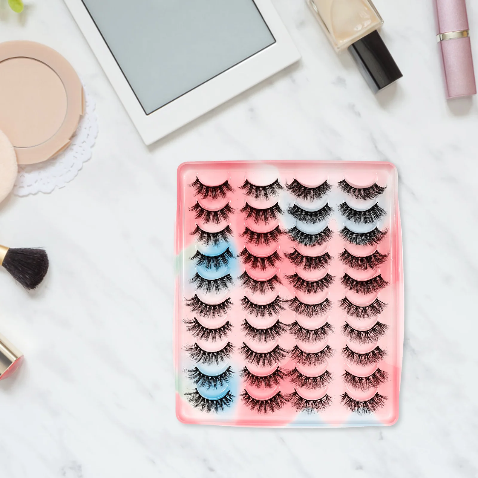 Paquete de 20 pares de pestañas postizas, pestañas postizas cortas naturales hechas en H para mujer, accesorios de maquillaje para fiesta de boda