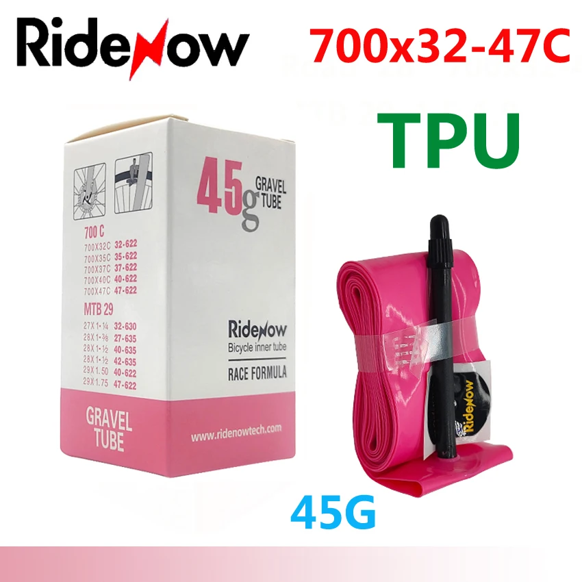 RideNow TPU Road Bicycle 700C Bike Inner Tube 700x32C 35 38 40 42 45 47C Tire Valve French MTB Bike Camera 29x1.5 1.75 1.9 Tyre