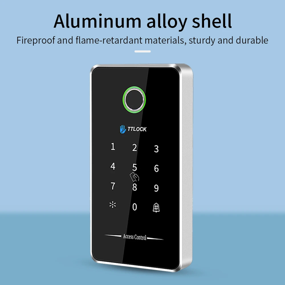 Asia-Teco Outdoor Nfc Rfid Keypad Ttlock App Fingerprint MJ02 work with G2 Gateway IC Card Access Controller System Metal Alloy