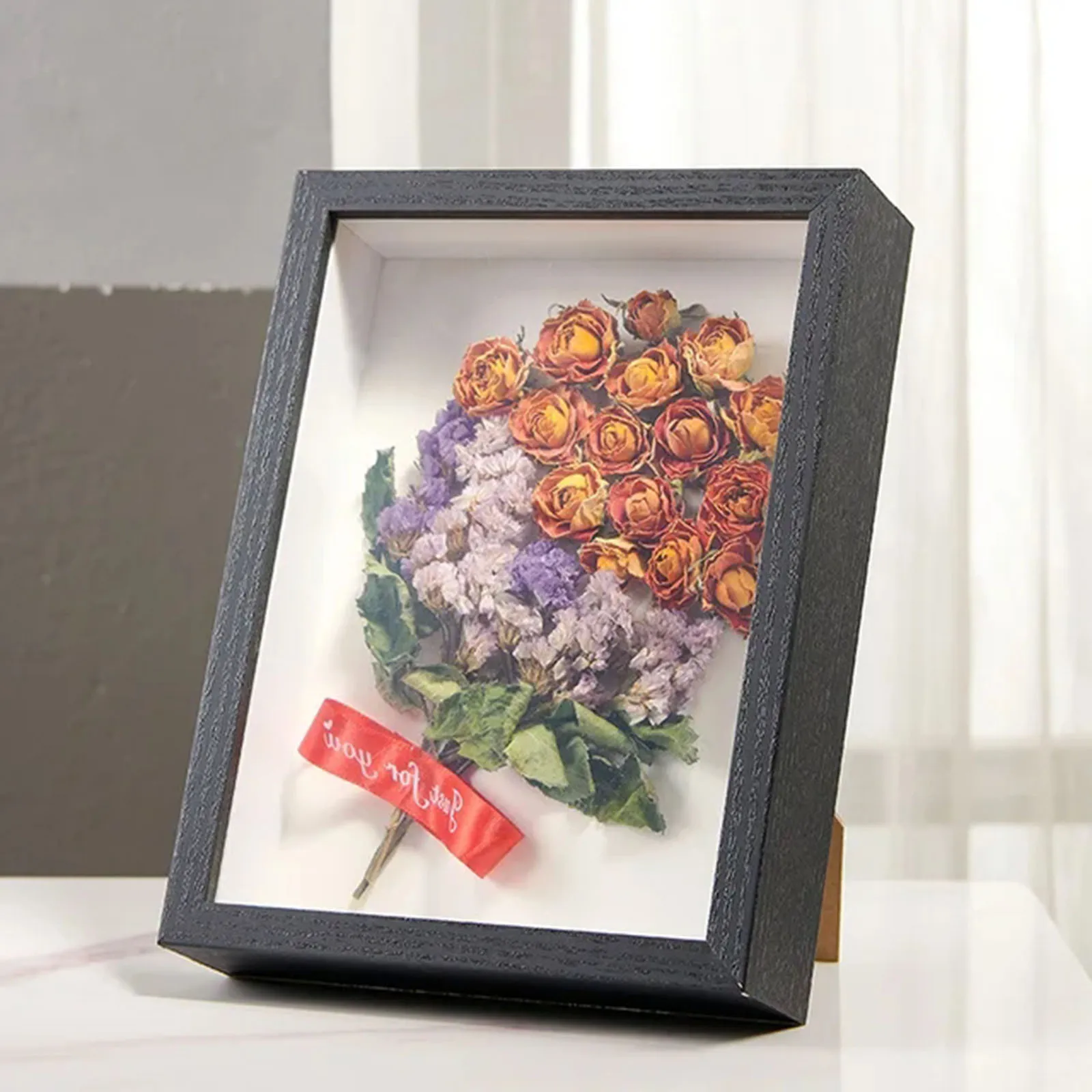 Artificial Board Shadow Box Frame Ornament Tabletop Wall Hanging Shadowbox Dried Flower Display Case DIY Photo Decor