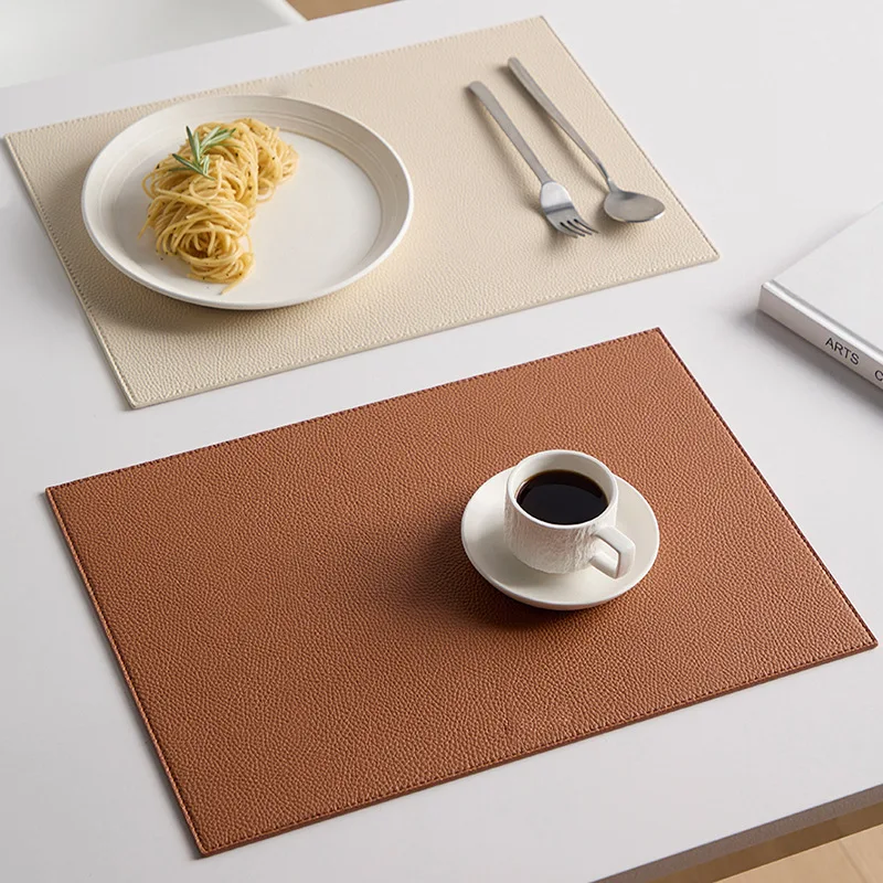 6/4pcs Modern Leather Placemats Nordic Style Light Luxury High-end PU Leather Coffee Tea Dining Table Decoration Mat Coaster