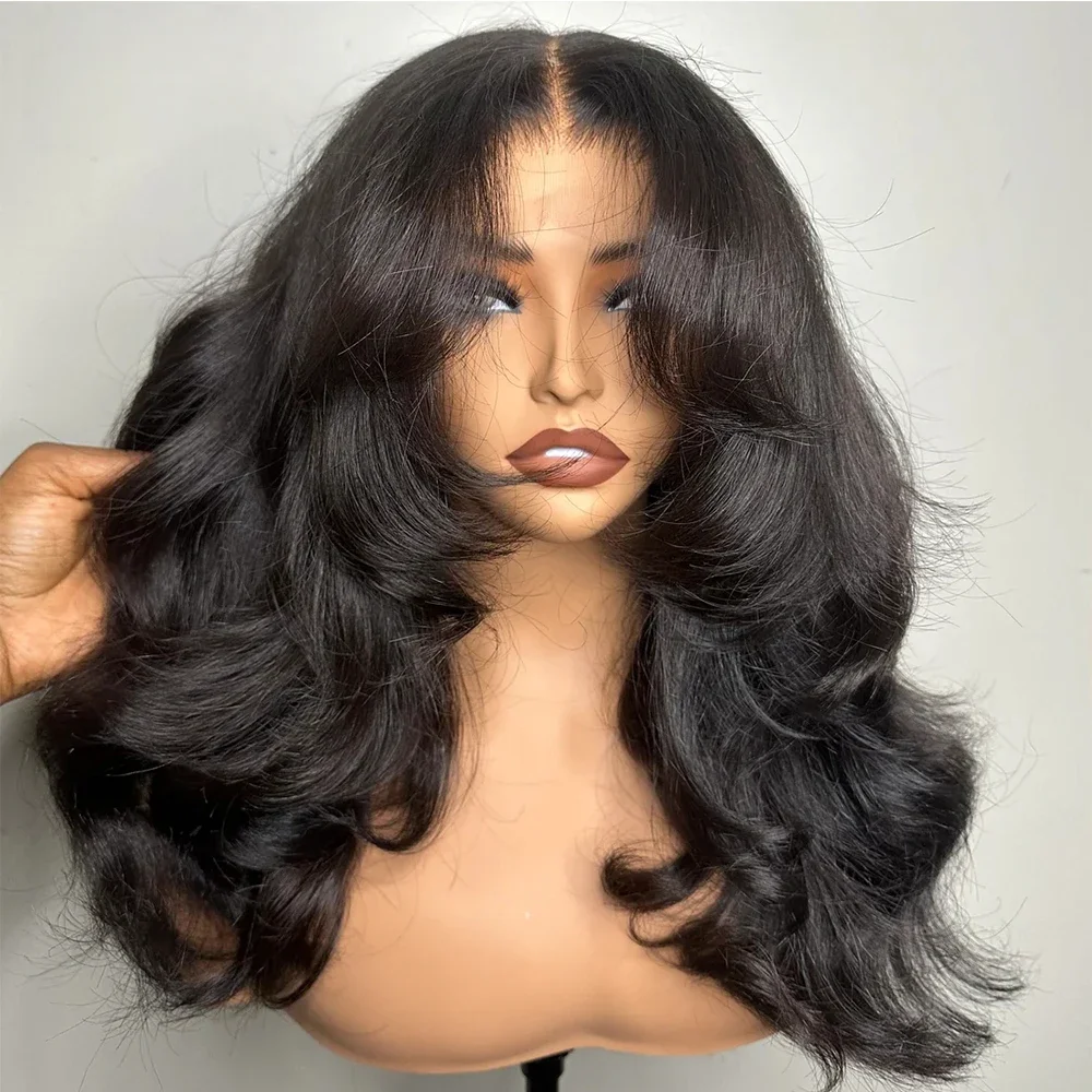 

Long Natural Black 180Density Body Wave Glueless 26Inch Soft Lace Front Wig For Women Baby Hair Preplucked Daily Wig