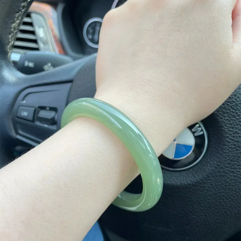 

Natural Blue Jade Hotan Jade Lake Green jade bracelet bangle bangles for women Fashionable temperament gift birthday gift