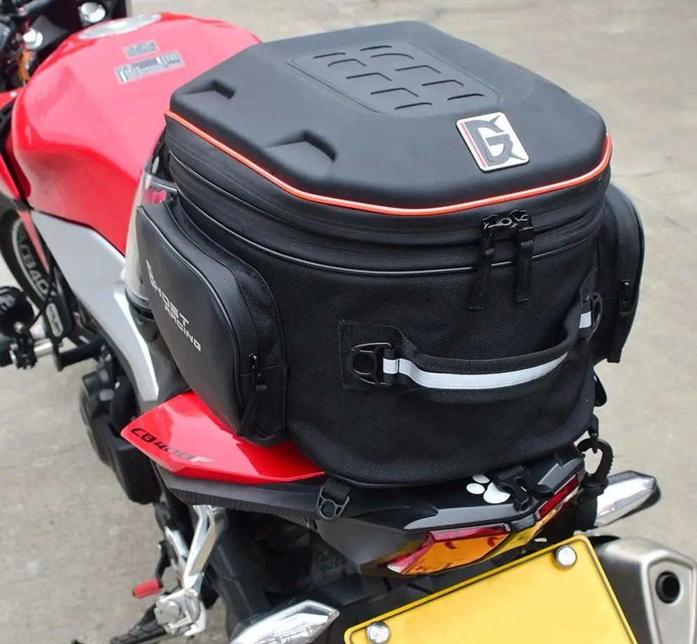 Motorcycle multifunctional bag, cycling backpack, motorcycle tail bag, double shoulder full helmet, hard shell handbag,LED light