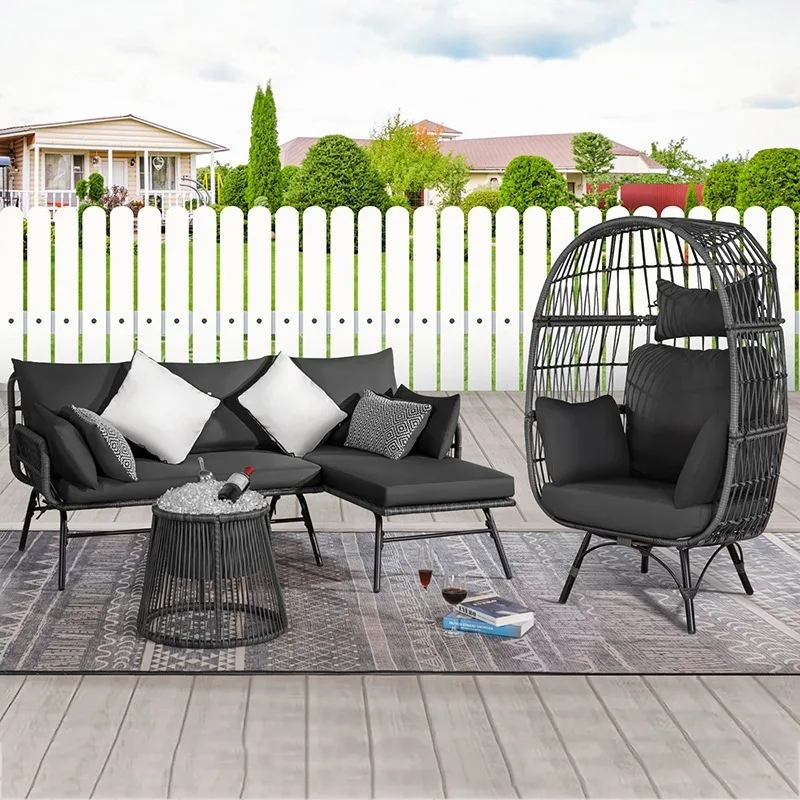 Outdoor birdcage hanging basket sofa rattan chair courtyard garden open-air balcony leisure rattan lazy swing lounge chair