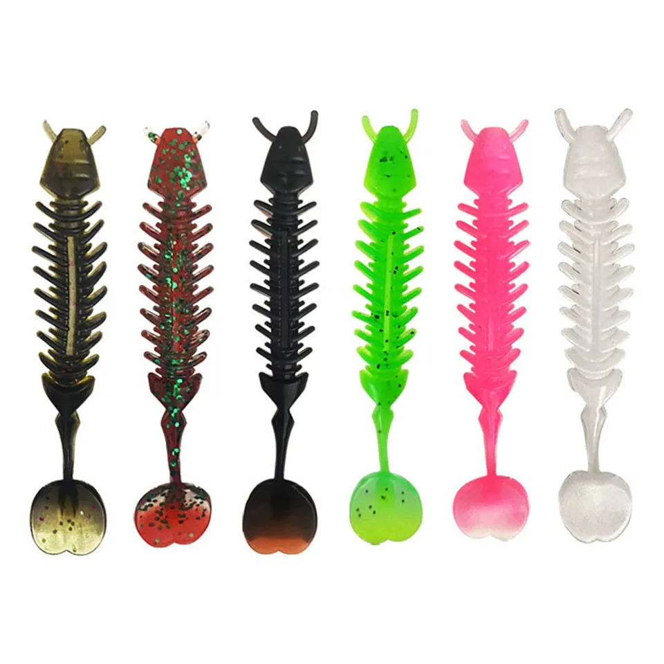 

20pcs 50mm 65mm Soft Lure Silicone Bait Shad Wobbler Fishing Lure Sea Worm Swimbait Silicone Lure Bass Fishing Accessories