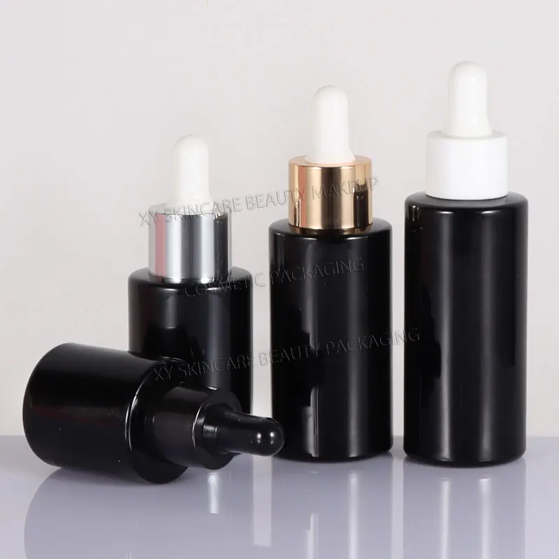 

black 10pcs 40ml dropper bottles refill essential oil bottles beauty skincare cosmetic packaging glass container