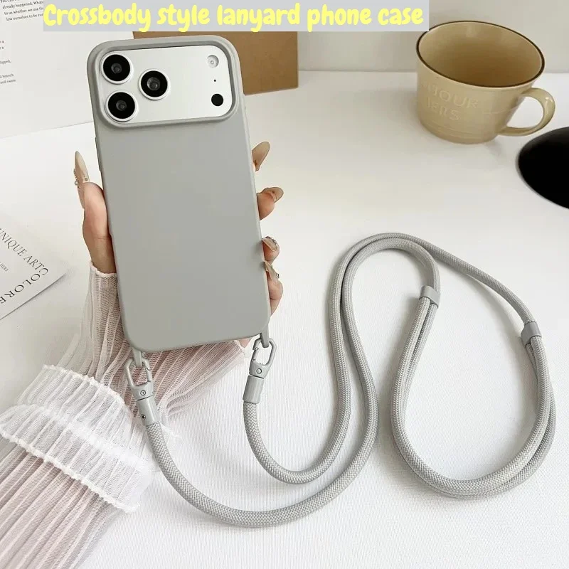 Neue Crossbody-Lanyard-Handyhülle mit mattem Finish, freihändige Bedienung, passend für iPhone 17 Pro Max 14 12 11 13 15 16 Plus