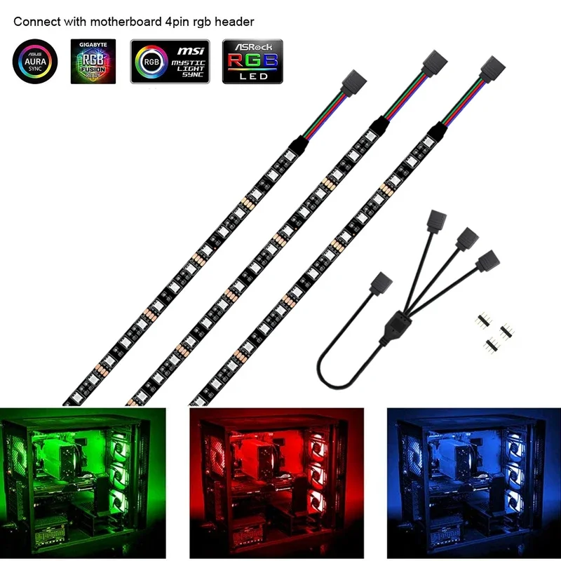 5050 DC 12V RGB Led Strip Light 4pin LED Headers PC Computer Case / RGB Strip Mainboard Control Game TV Backligt Tape 60leds/m